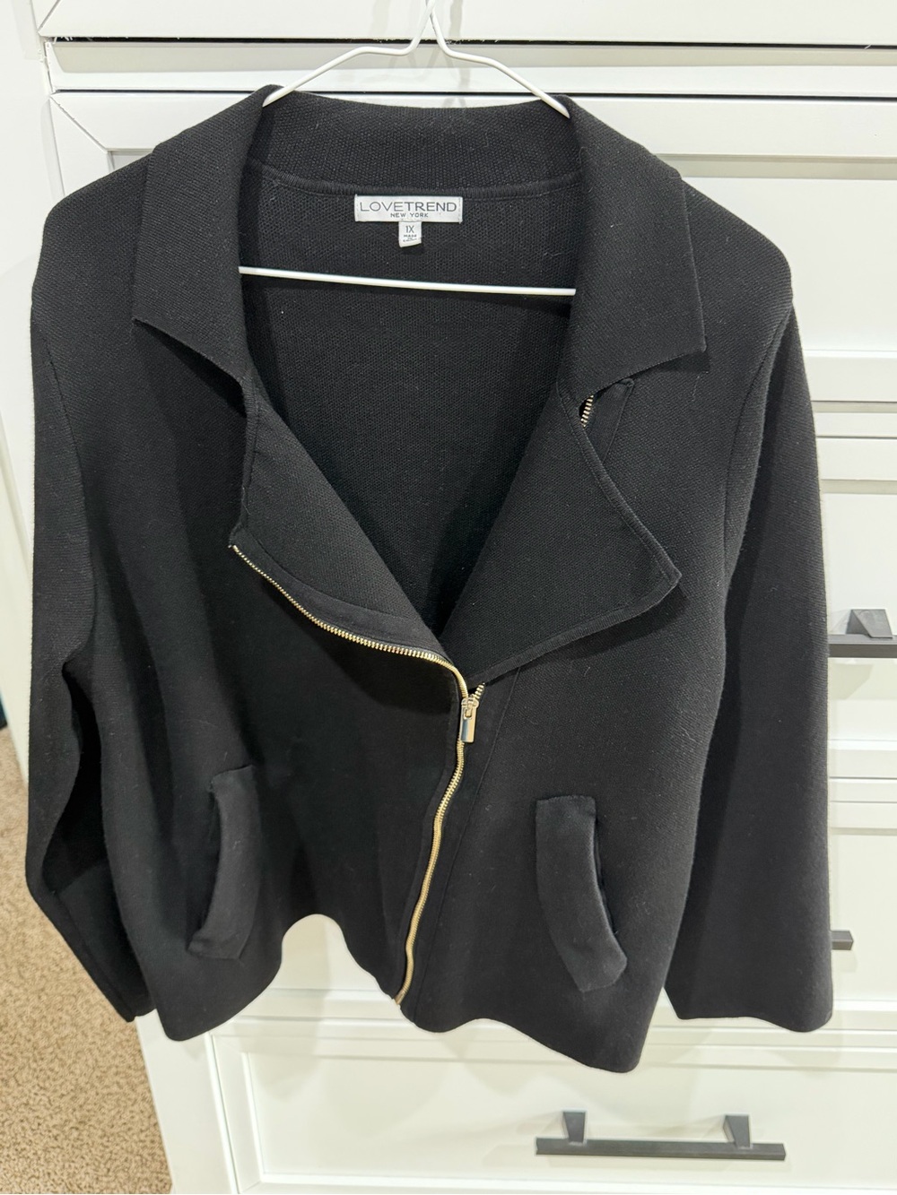 Lovetrend Women's Black Zip-Front Jacket 1X
